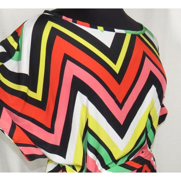 FTF Women's Multicolor Chevron Striped Dolman Sleeve Dress Plus Size 3X - Picture 8 of 14